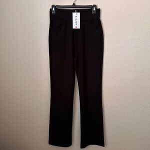 KICZOY Black Stretch Trousers M Pull-On High Rise Work Pants Viscose Blend